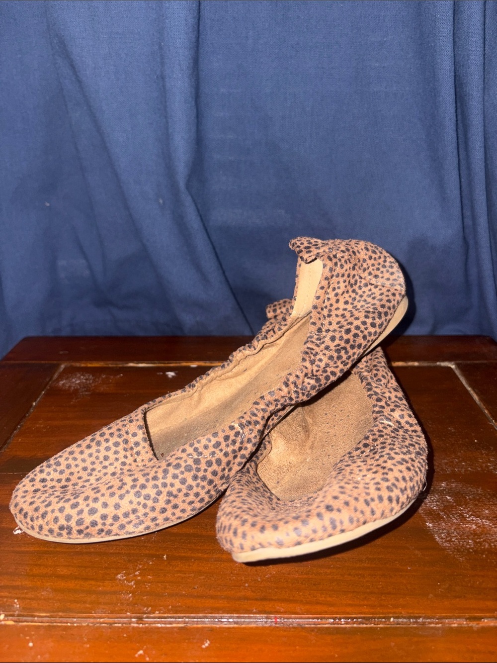 Maurices Tan and Black Cheetah Ballet Flats